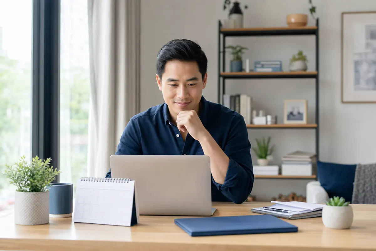 Adult comparing short-term health insurance during a coverage transition